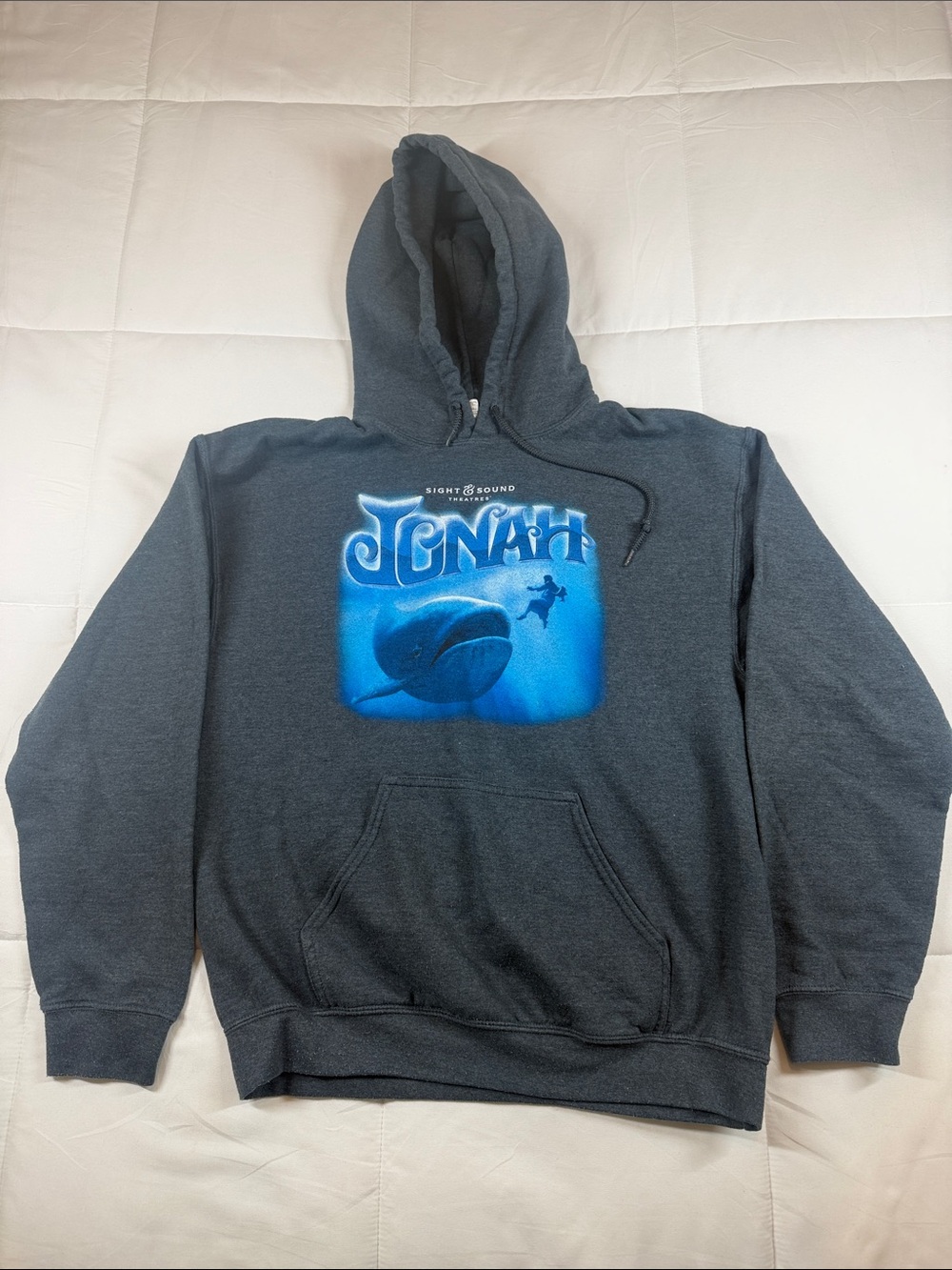 Sight & Sound Jonah Graphic Zip-Up Hoodie - Dark Gray with Blue Print M